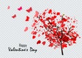 Tree of love with leaves from heart shape. Weddings or Valentine`s day idea for your design