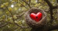 Tree Love Nest Heart Valentine Green