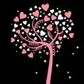 Tree of Love in pink and white on a black background Royalty Free Stock Photo