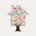 Hand tree house concept for community home Royalty Free Stock Photo