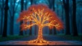 A tree made of glowing circuits and binary code, symbolizing the intersection of nature and digital technology Royalty Free Stock Photo