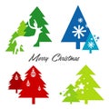 Tree Merry Christmas deer Snowflake Icon Vector Royalty Free Stock Photo