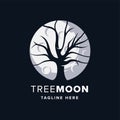 Tree Moon Logo Design Template Royalty Free Stock Photo