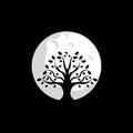 Tree moon logo design,vector,illustration ready to use