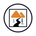 tree, mountain, road, adventure road icon