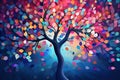Tree with multicolor leaves. Generative AI