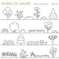 Tree natural plant graphical lineart set. Line art vector
