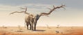 elephant solitude dream impossible nature stability concept tree surreal surrealism. Generative AI.