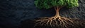 Tree with neural network roots symbolizes organic intelligence in a natural setting Royalty Free Stock Photo