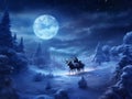 claus claus winter december night christmas gift sleigh santa reindeer holiday. Generative AI. Royalty Free Stock Photo