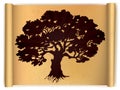 Tree on old scroll paper. Vector Royalty Free Stock Photo