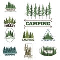 Tree outdoor travel green silhouette forest badge coniferous natural logo badge tops pine spruce vector. Royalty Free Stock Photo