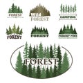 Tree outdoor travel green silhouette forest badge coniferous natural logo badge tops pine spruce vector. Royalty Free Stock Photo