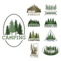 Tree outdoor travel green silhouette forest badge coniferous natural logo badge tops pine spruce vector. Royalty Free Stock Photo