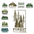 Tree outdoor travel green silhouette forest badge coniferous natural logo badge tops pine spruce vector. Royalty Free Stock Photo