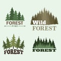 Tree outdoor travel green silhouette forest badge coniferous natural logo badge tops pine spruce vector. Royalty Free Stock Photo