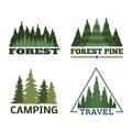 Tree outdoor travel green silhouette forest badge coniferous natural logo badge tops pine spruce vector. Royalty Free Stock Photo