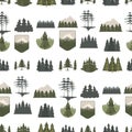 Tree outdoor travel pine silhouette coniferous natural tops pine spruce branch cedar seamless pattern stem drawing