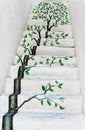 The tree painting on concrete stairway