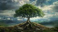 Tree Painting With Rooted Ground Royalty Free Stock Photo