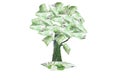 Tree with paper Euro currency instead of leaves