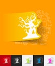 Tree paper sticker with hand drawn elements Royalty Free Stock Photo