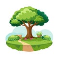 Tree with a path in the garden, isolated on a white background. Illustration. Vector element for design Royalty Free Stock Photo