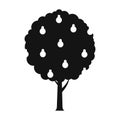 Tree with pears black simple icon Royalty Free Stock Photo