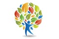 Tree people colorful leafs ecology logo Royalty Free Stock Photo