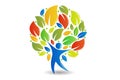 Tree people ecology colorful icon logo vector image Royalty Free Stock Photo