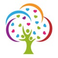 Tree people love hearts logo Royalty Free Stock Photo