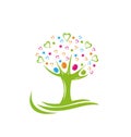 Tree people stars and hearts logo Royalty Free Stock Photo
