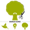 Tree Pictogram And Bonus Icons - Vector Sticker Illustration With Scissor And Cut Line - Isolated On White