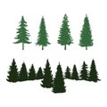 Tree Pine forests Silhouettes Collections Set Royalty Free Stock Photo