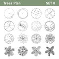 9 tree plan top view set6 Royalty Free Stock Photo