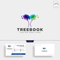 tree, plant and flower book education line logo template vector illustration icon element