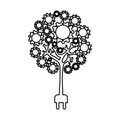 Tree plant with gears isolated icon