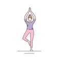 Tree Pose Vrikshasana color line icon. Balancing asana. Pictogram for web page, mobile app, promo. UI UX GUI design element.