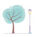 Tree postlamp street urban isolated design icon