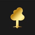 tree, protect, recycle, green gold icon. Vector illustration of golden dark background