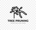 Tree pruning, garden pruner and secateurs, linear graphic design