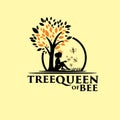 Tree queen of bee exclusive logo Royalty Free Stock Photo