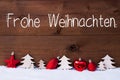 Tree, Red Ball, Snow, Frohe Weihnachten Means Merry Christmas Royalty Free Stock Photo