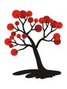 Tree with red fruits. Symbolic picture, drawing. Vector graphics.