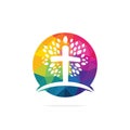 Tree religious cross symbol icon  design. Royalty Free Stock Photo