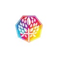 Tree religious cross symbol icon vector design. Royalty Free Stock Photo