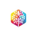 Tree religious cross symbol icon vector design.