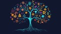 Tree of Religious Symbols Signifying Unity in Diversity