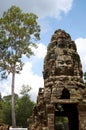 Tree roots and Ancient ruins antique building Prasat Ta Prohm or Ancestor Brahma temple of Angkor Wat for Cambodian people Royalty Free Stock Photo