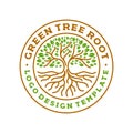 Tree roots circle logo badge modern Vector illustration